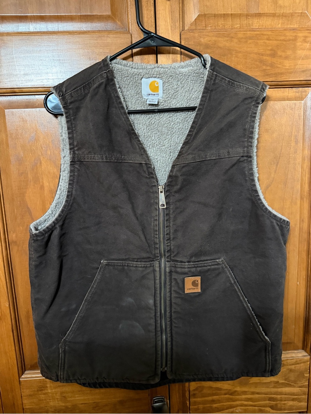 Carhartt Brown Sherpa-Lined Canvas Vest